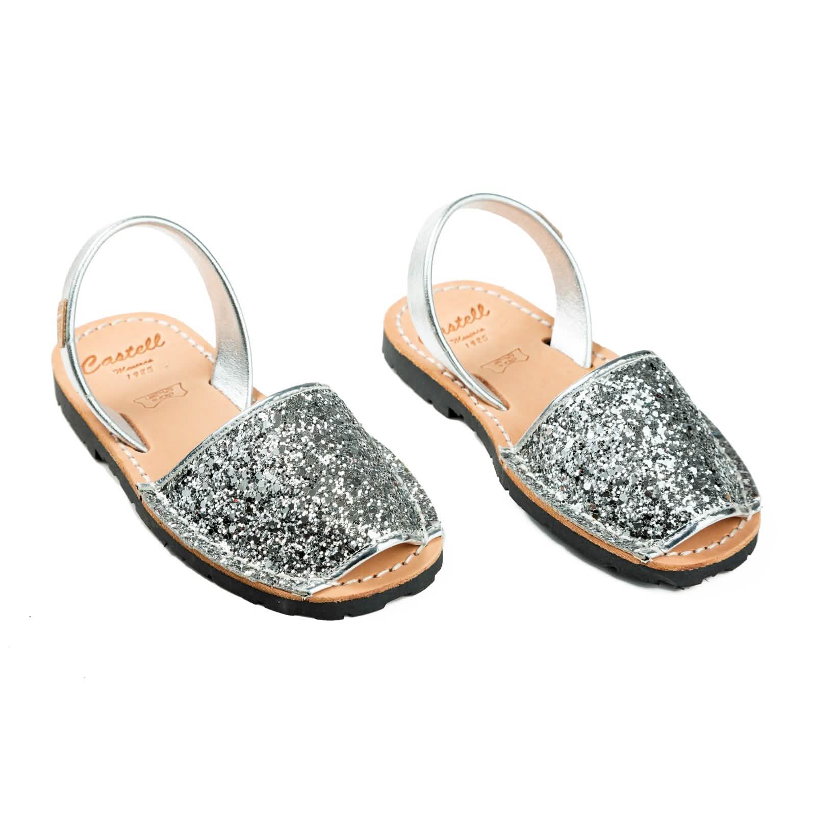 Sparkly Leather Menorcan Sandals for Kids - Iker 1097R - Comfortable & Stylish Beach Shoes for Summer Vacations & Outdoor Play