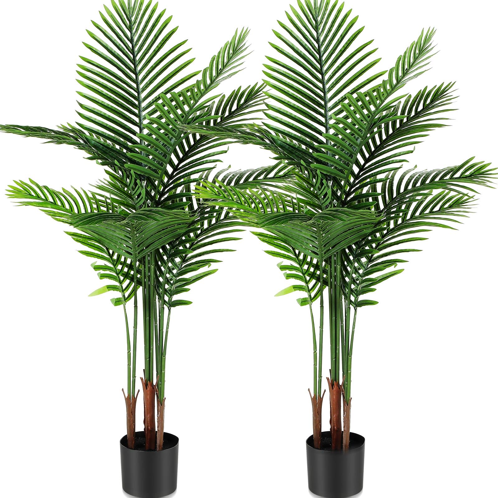 2 Pack 4Ft Artificial Palm Trees - Fake Areca Palm Plants in Pot for Indoor & Outdoor Decor - Perfect for Home, Office, Pool Area & Housewarming Gifts - Modern Faux Plants for Tropical Decor & Party Decorations
