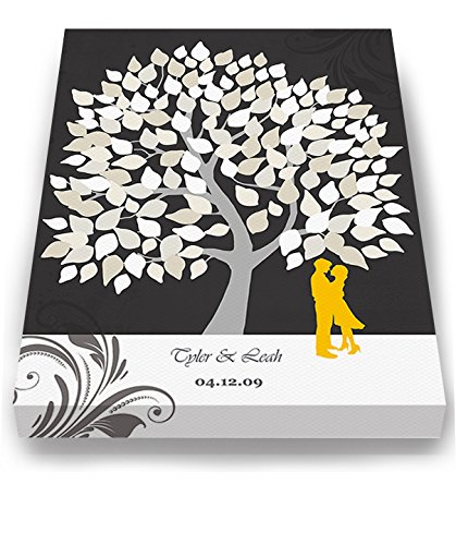 Personalized Couples Canvas Wall Art - Custom His & Hers Romance Tree with Names & Date - Wedding, Anniversary, Housewarming Gift - Charcoal 20
