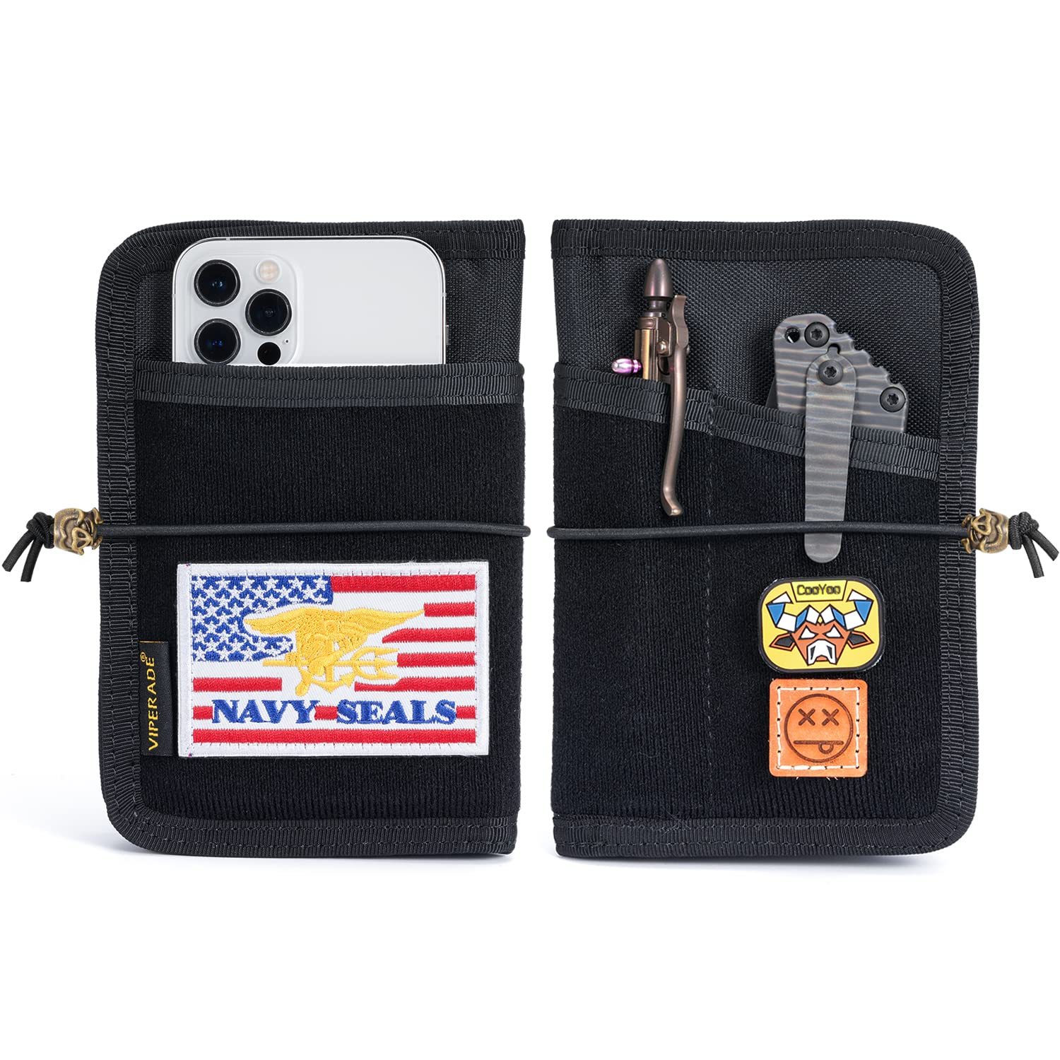 VIPERADE VE11 Pocket Journal Pouch - EDC Wallet & Small Notebook Cover for Field Notes | Nylon Utility Organizer with DIY Patch Area | Perfect for Outdoor Adventures, Travel & Everyday Carry (EDC)