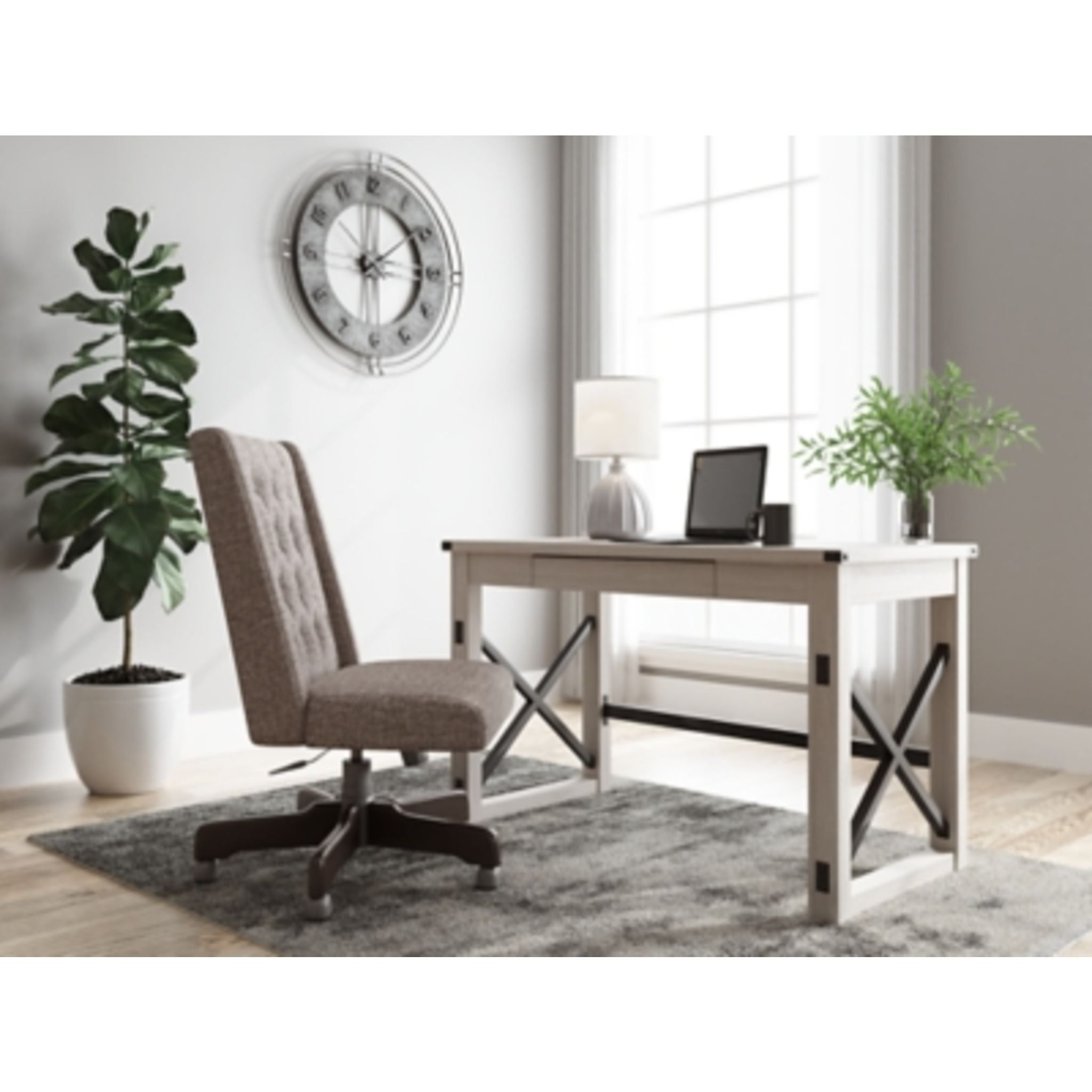 Bayflynn Whitewashed Wooden Desk - Modern Home Office Furniture for Study, Work & Writing