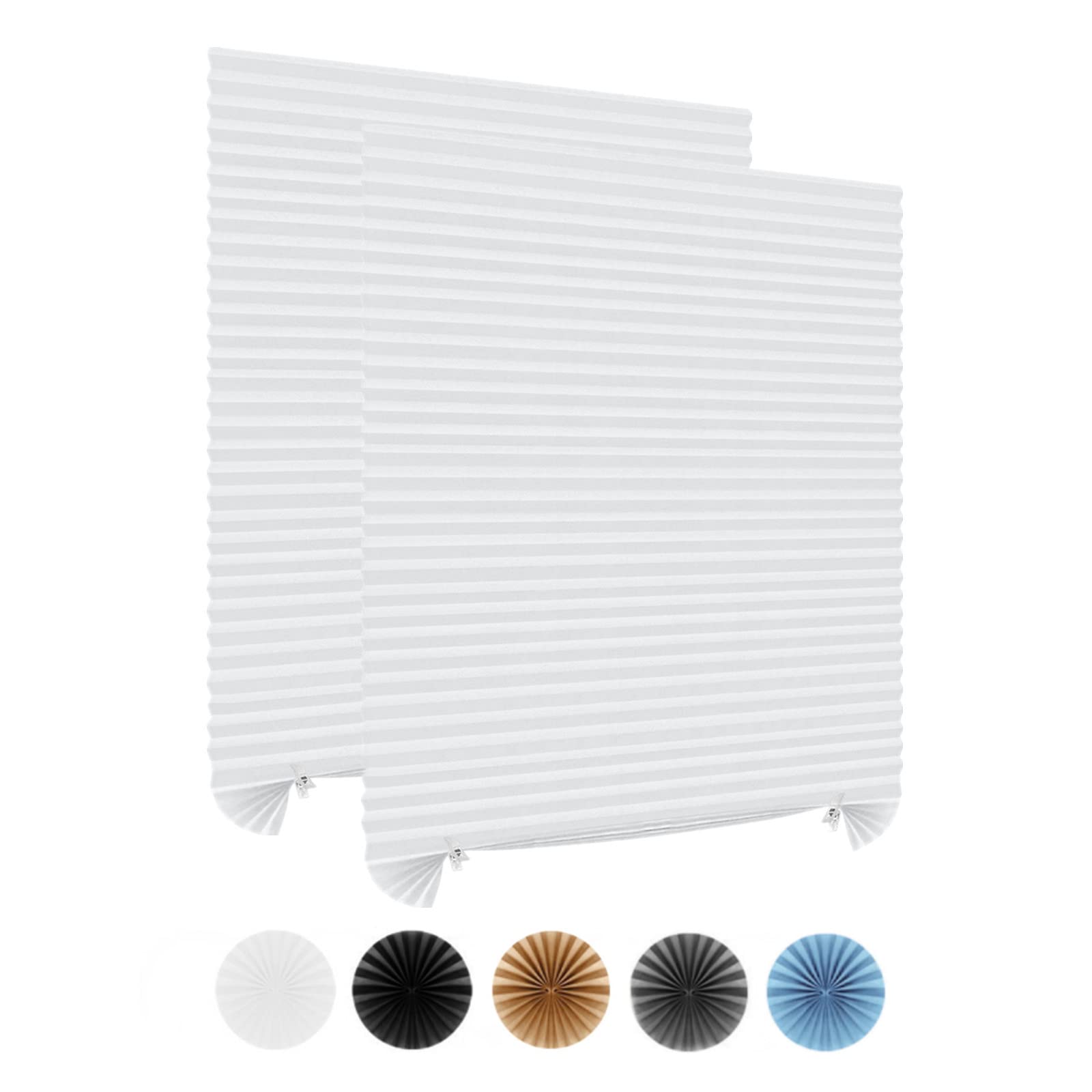 Cordless No Drill Window Blinds - Cut to Size, Self-Adhesive, Clip On Stick On Temporary Pleated Paper Shades for Windows & Doors | Perfect for Home, Nursery, Bedroom, Kitchen & Bathroom | Easy Installation & Light Control Solution