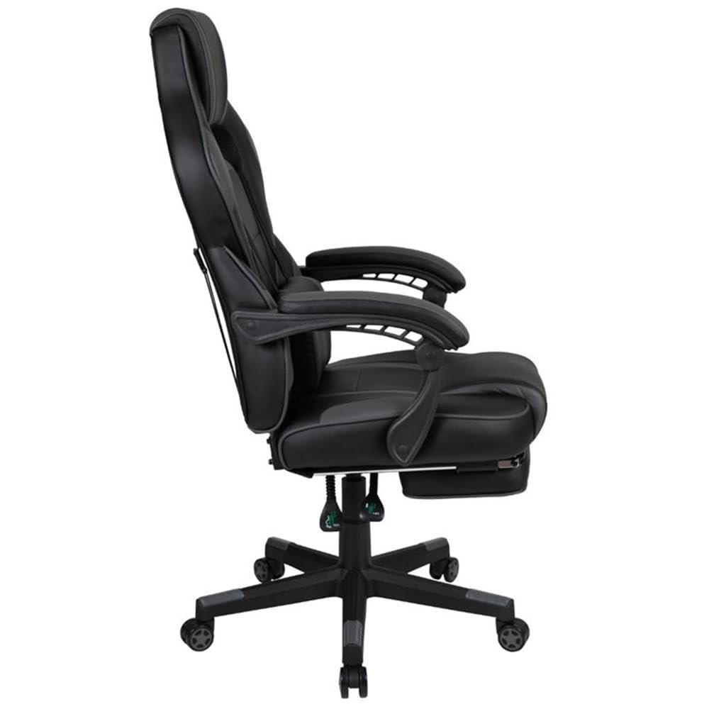 Flash Furniture X40 Ergonomic Gaming Chair - Reclining Back, Adjustable Arms, Slide-Out Footrest & Lumbar Support - Black/Gray - Perfect for PC Gaming, Office Work & Home Theater Relaxation