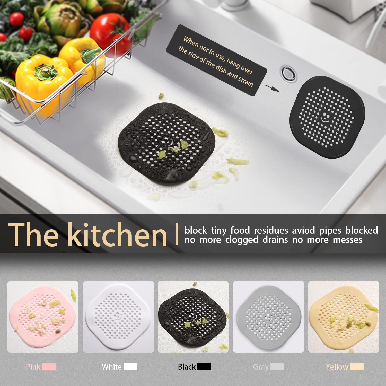 2 Pack Shower Drain Cover Hair Catcher - Deep Grey Bathtub Drain Protector with Fine Mesh for Bathroom, Sink & Tub - Prevents Clogs & Easy Cleaning (Home, RV, Gym Use)