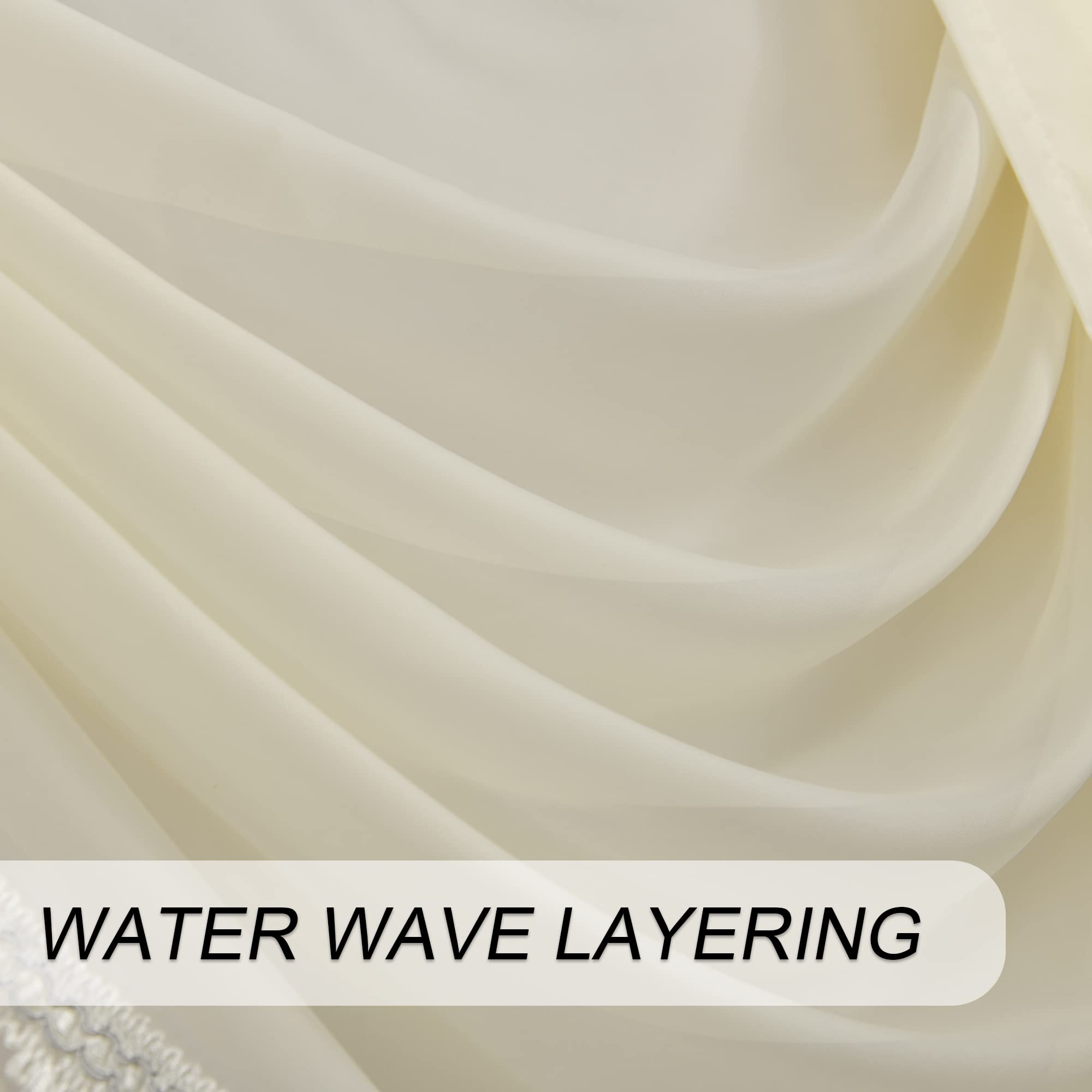 Sheer Waterfall Window Valance Curtains - Elegant Tassel Swag Topper for Kitchen & Living Room, Rod Pocket Design, 59 Inches Wide, Off-White - Perfect for Bay Windows, French Doors & Home Decor