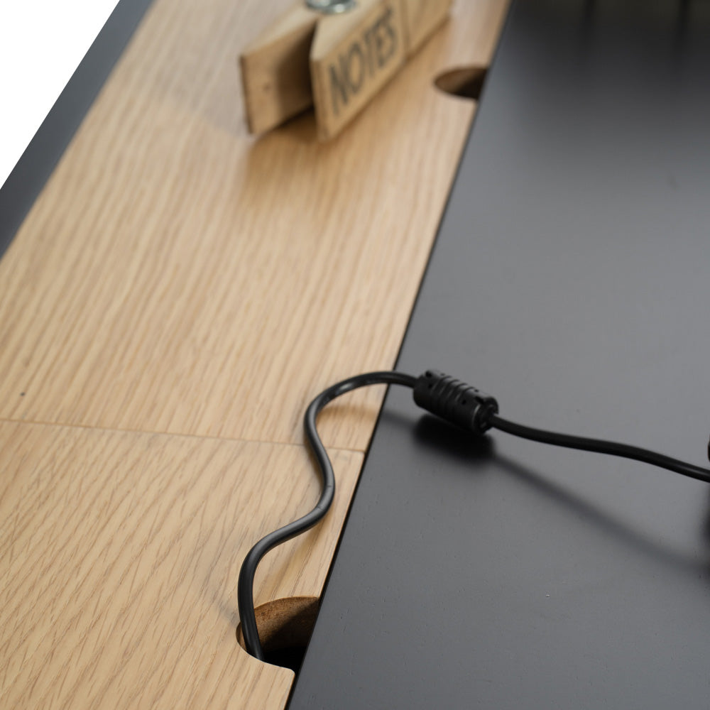 MORSE 140cm Study Desk - Black & Oak Finish, Modern Home Office Desk for Students & Professionals, Perfect for Small Spaces & Dorm Rooms