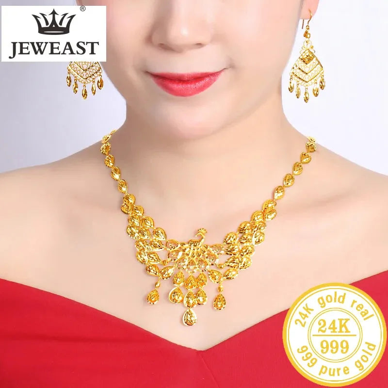 24K Pure Gold Necklace - Real AU 999 Solid Gold Chain for Women, Classic & Trendy Fine Jewelry Gift for Birthday, Anniversary, Party & Special Occasions - 2023 New Arrival