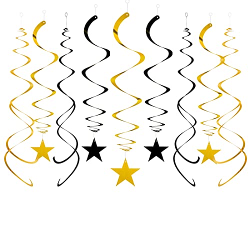 Black and Gold Star Swirl