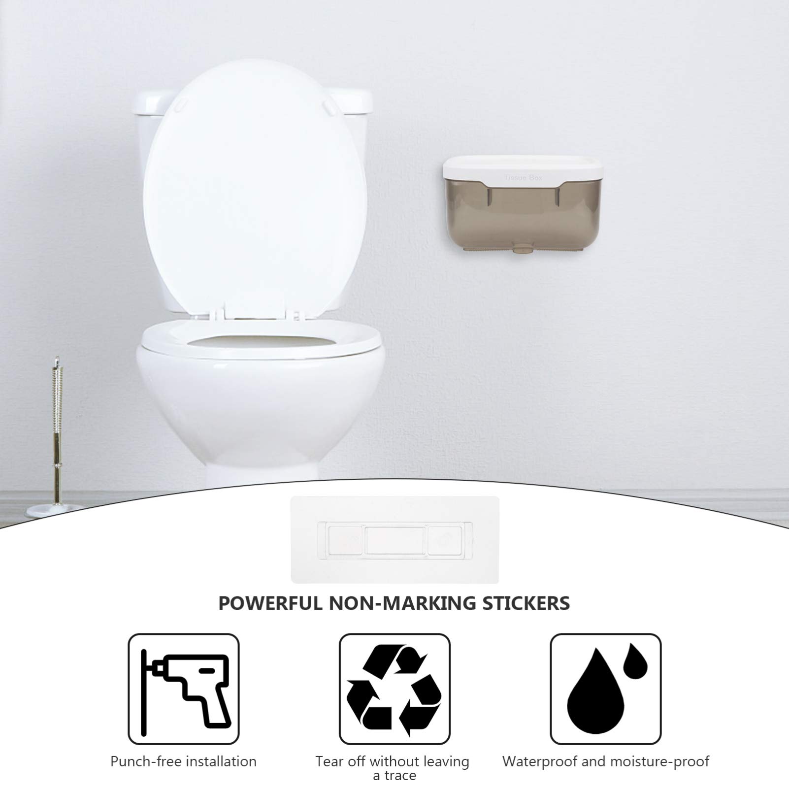 Cabilock 1-Piece Wall Mount Paper Towel Holder - Waterproof No Drill Shower Tissue Box & Napkin Dispenser for Bathroom, Kitchen, Office (Plastic, Punch-Free Installation) - Perfect for Organizing Facial Towels, Toilet Paper Rolls & Household Essentials