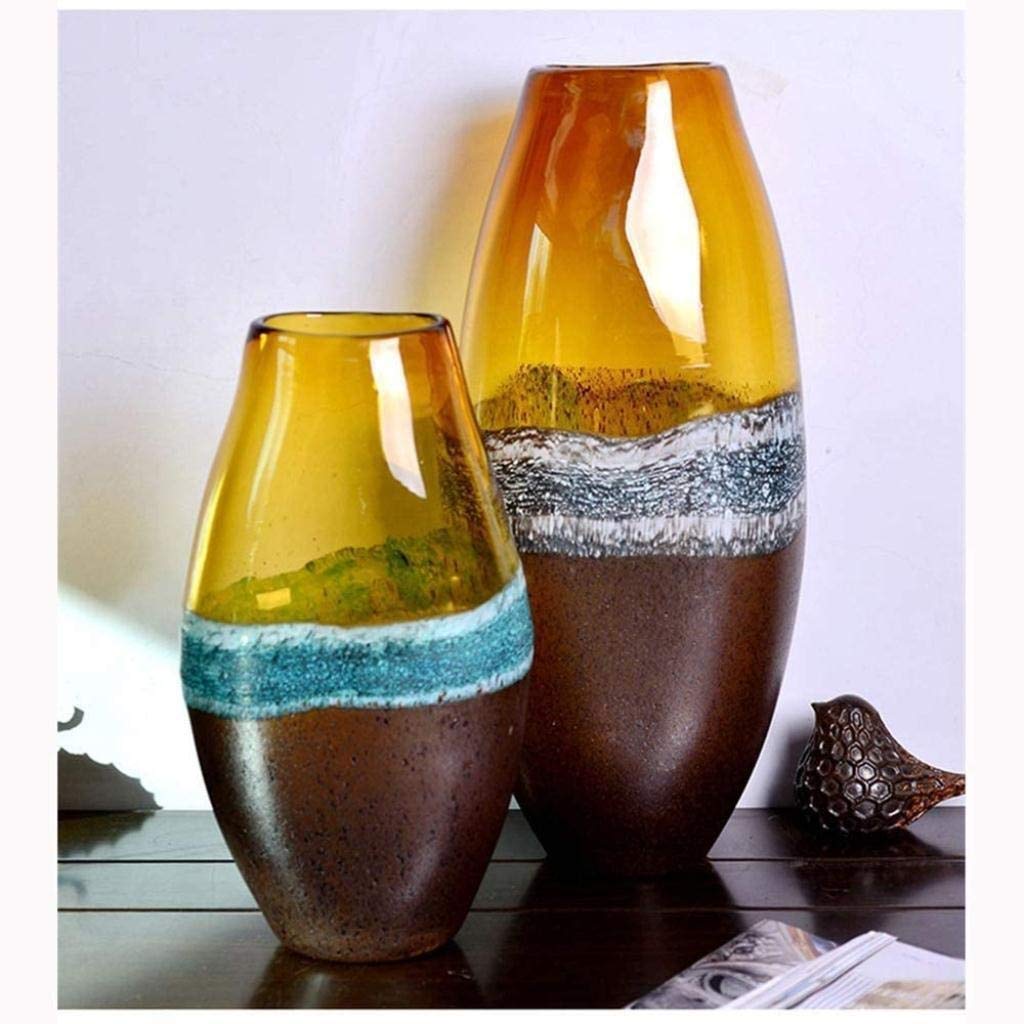 Modern Transparent Glass Sculpture Vase - 31.5cm Tall Minimalist Home Decor, Flower Centerpiece for Living Room, Wedding & Office Decoration | Creative Glass Craft Ornament