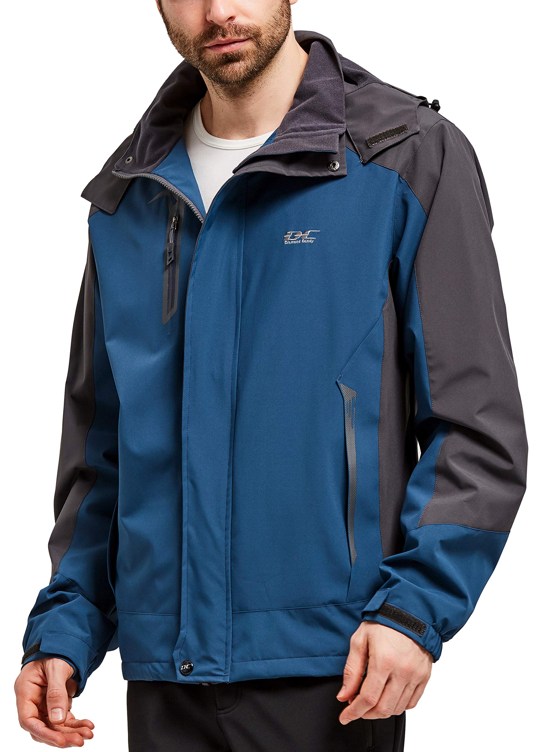 Men's Lightweight Waterproof Hooded Rain Jacket - Diamond Candy Outdoor Sportswear for Hiking, Running & Casual Wear