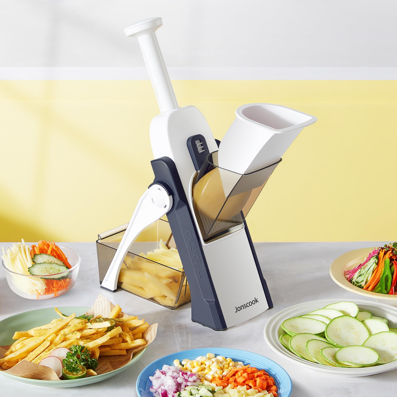 Premium Mandoline Slicer for Kitchen - 5-in-1 Vegetable Chopper, Food Dicer & French Fry Cutter with Safety Guard | Perfect for Onion Slicing, Meal Prep & Healthy Cooking | Ideal for Home Chefs & Restaurant Use