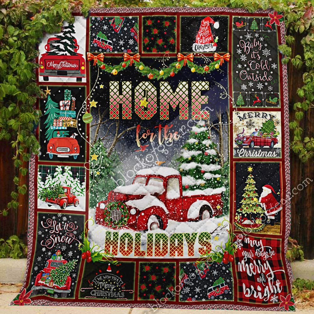 Red Truck Christmas Quilt - Soft Lightweight All-Season King/Queen/Twin Bedding Set | Holiday Home Decor & Cozy Winter Gift for Bedroom