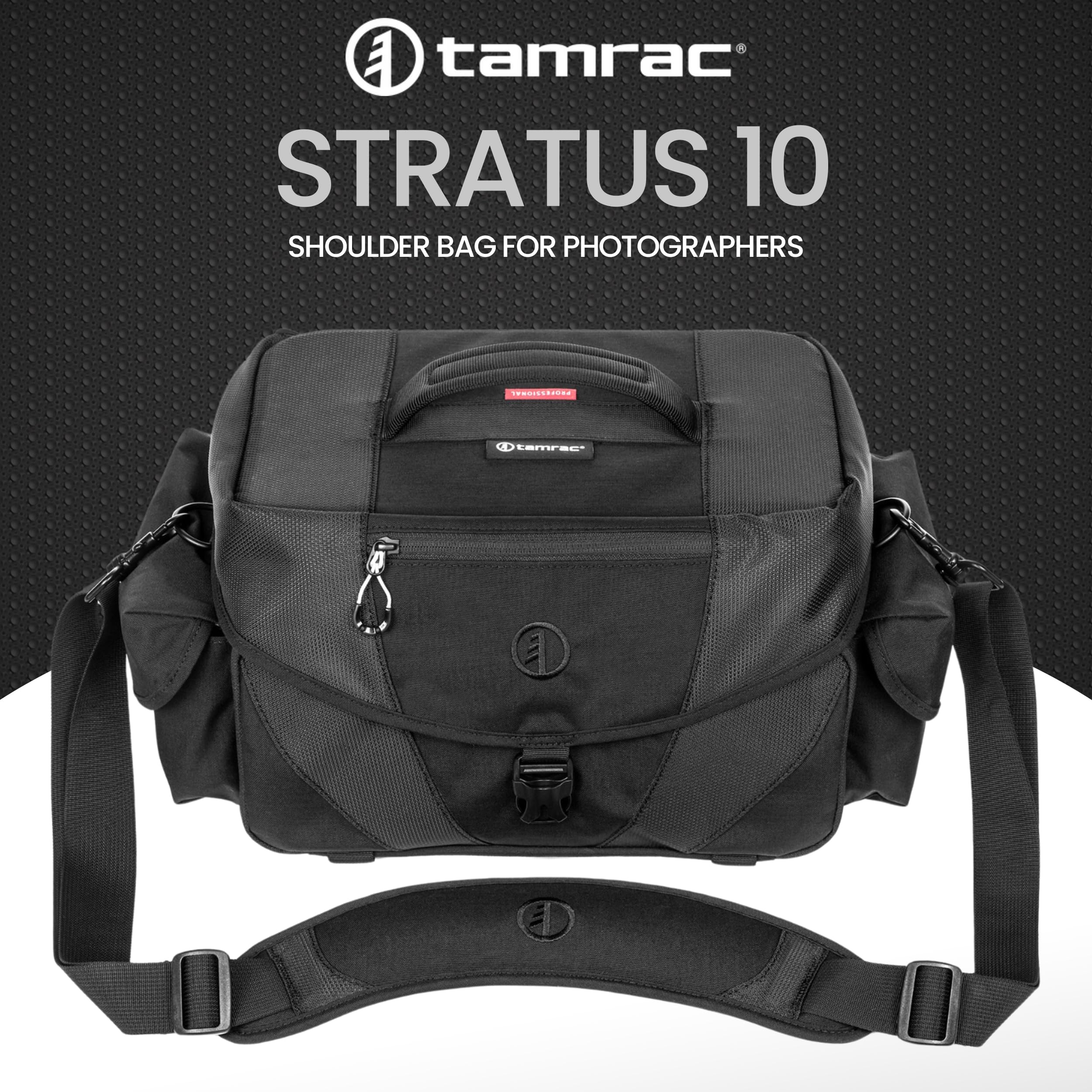Tamrac Stratus 10 DSLR & Mirrorless Camera Bag - Waterproof Shoulder Bag with Tripod Holder Strap, Padded Interior for Photography Accessories - Perfect for Travel, Hiking & Outdoor Photography (Black)