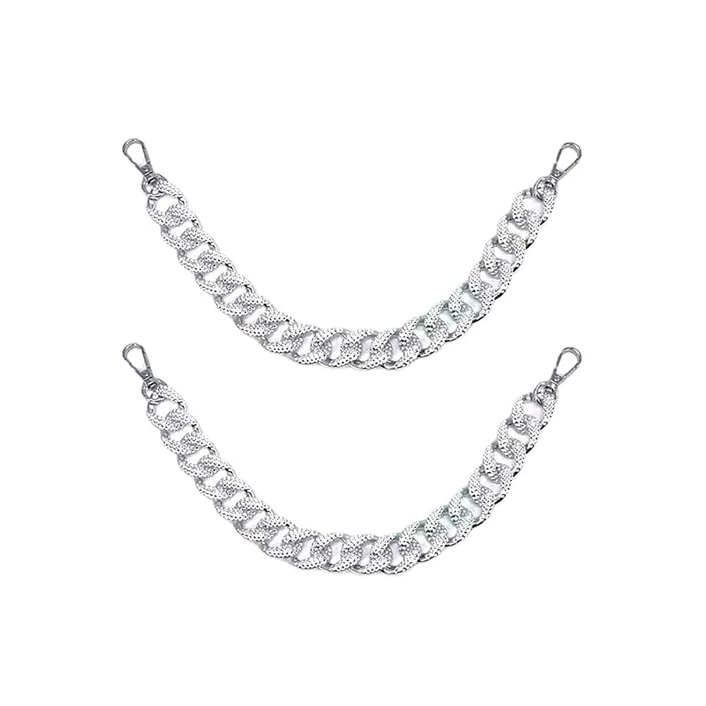 2 Pack Silver Aluminum Alloy Flat Chain Straps with Metal Buckle - 15