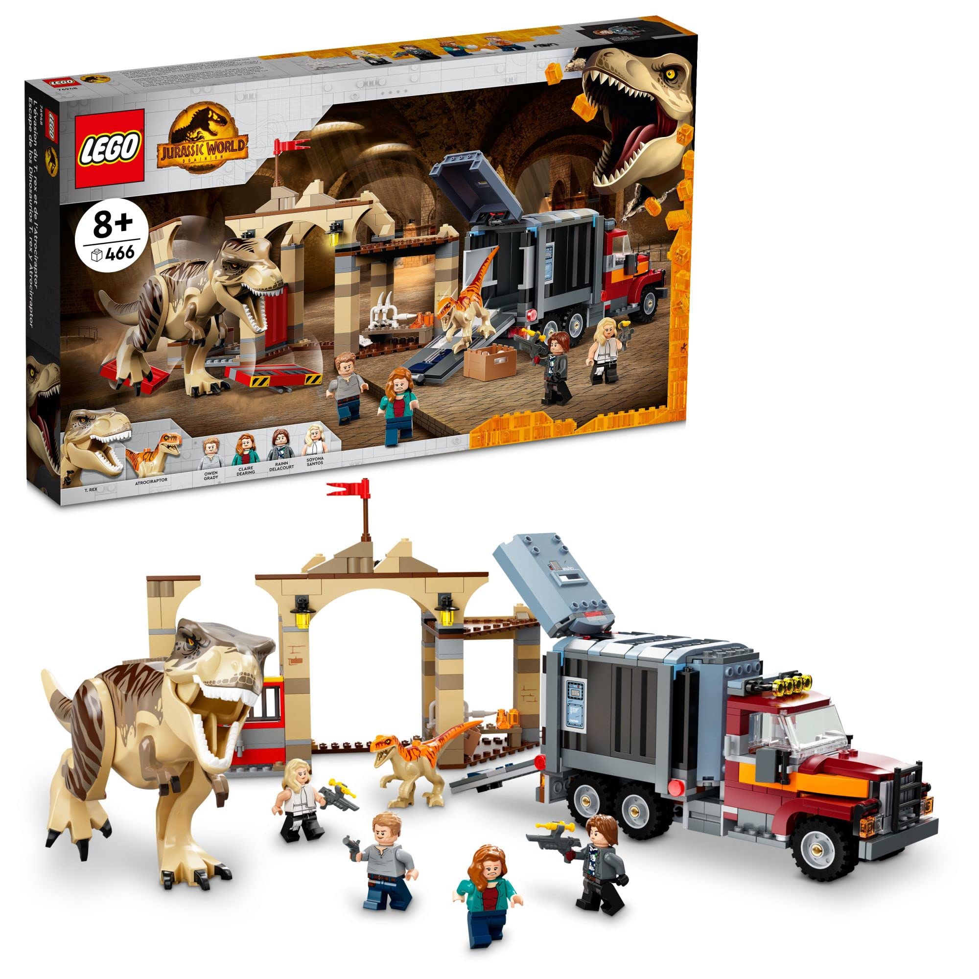 LEGO Jurassic World T. rex & Atrociraptor Dinosaur Breakout 76948 Building Toy Set for Kids Ages 8+ (461 Pieces) - Creative Play, Dinosaur Adventure & STEM Learning Activity