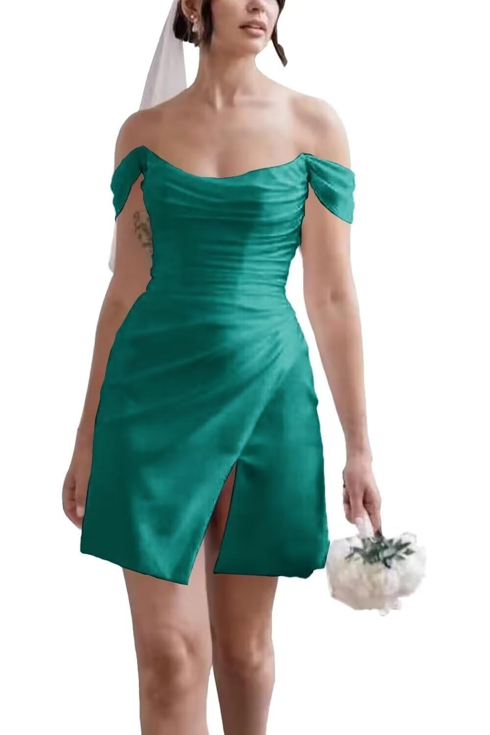 Off The Shoulder Satin Homecoming Dresses for Teens - Strapless Short Wedding Dresses & Cowl Neck Cocktail Party Gowns | Prom, Quinceañera, Formal Events & Special Occasions