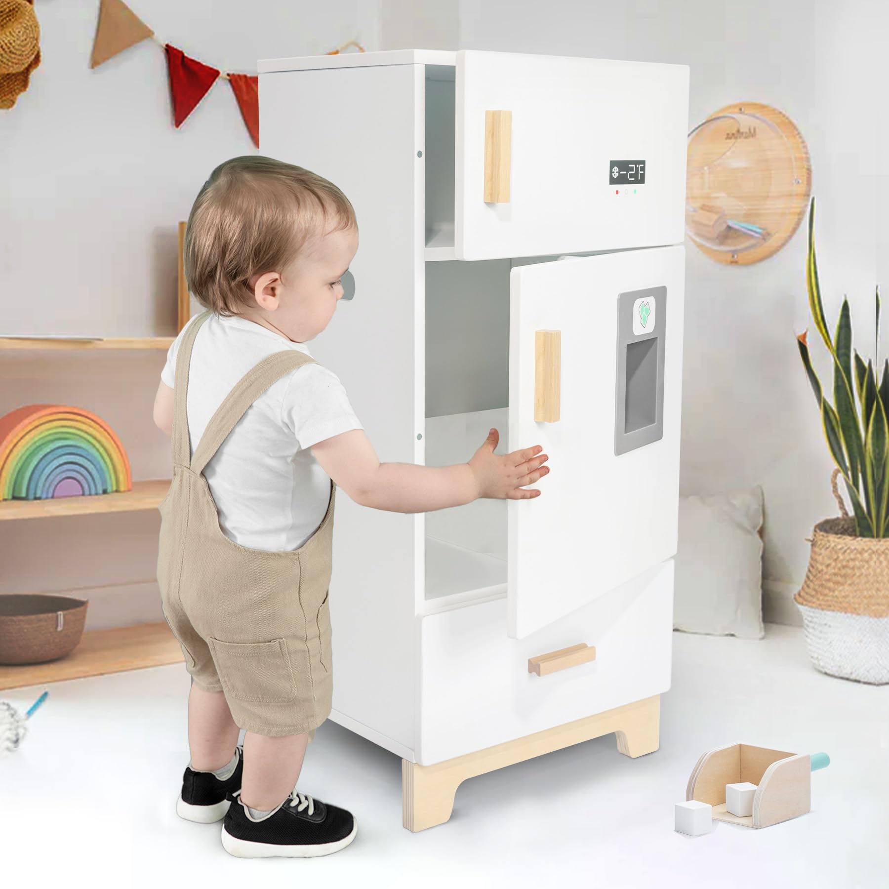 Labebe - Wooden Kids Fridge Toy for Pretend Play | 15.8
