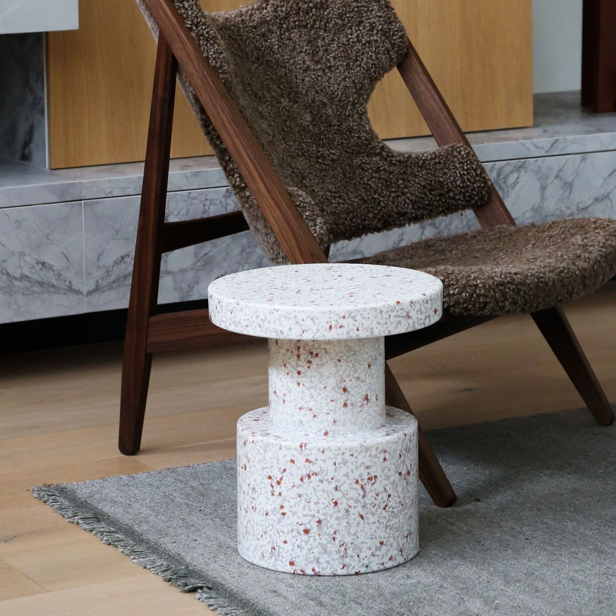 NORMANN COPENHAGEN Bit Stool and Side Table in White - Modern Multipurpose Furniture for Living Room, Bedroom or Office