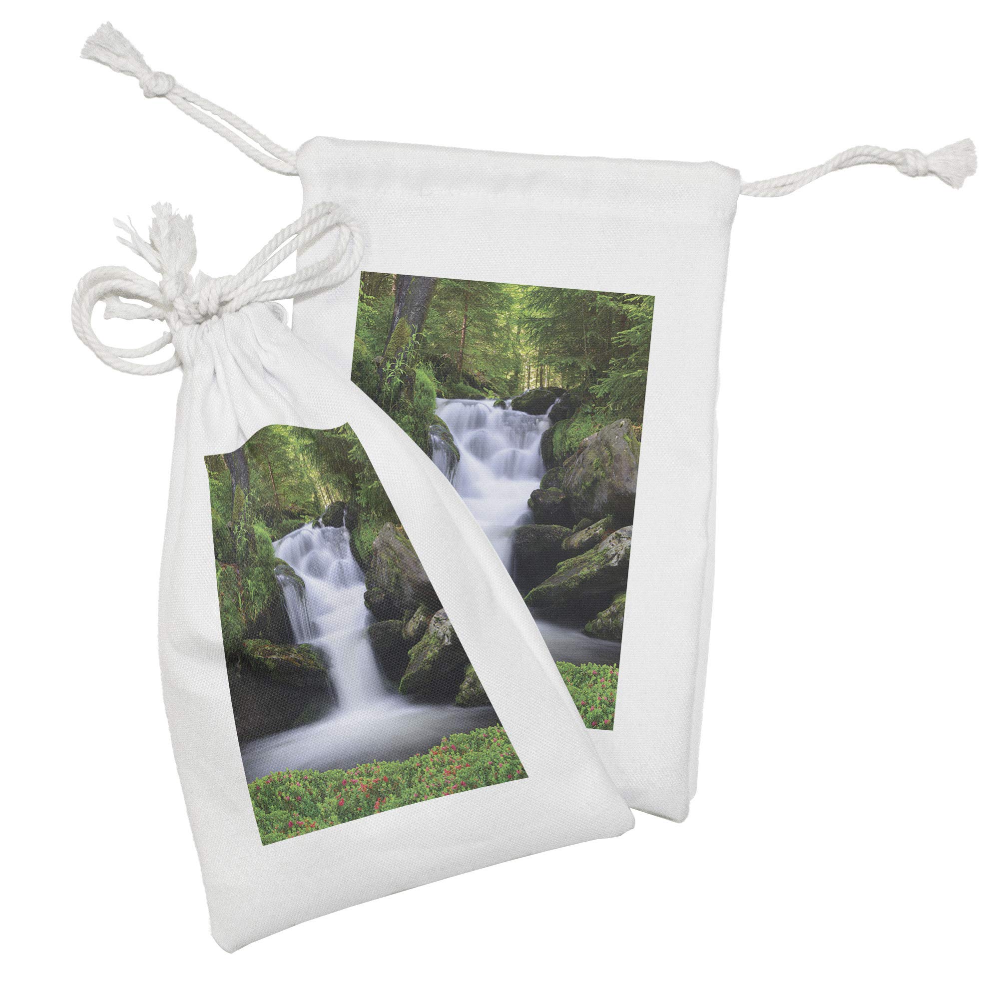 Ambesonne 2-Pack Waterproof Fabric Drawstring Pouch - 9