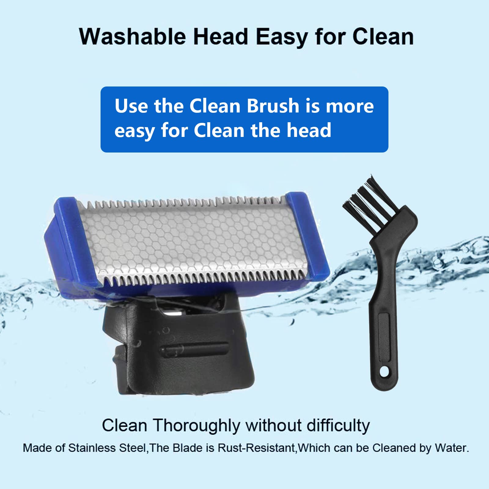 Replacement Shaver Heads for Solo Men's Rechargeable Full Body Hair Trimmer - 4 Blades with 4 Cleaning Brushes (4PCS) - Perfect for Beard, Body & Pubic Hair Grooming at Home or Travel