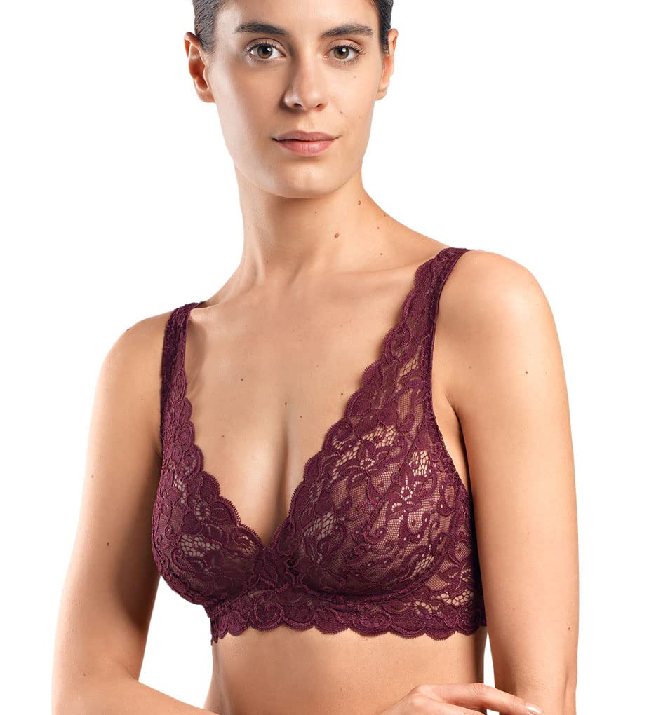 HANRO Women's Luxury Lace Soft Cup Bra - Comfortable Wireless Bralette for Everyday Wear, Sleep & Lounge