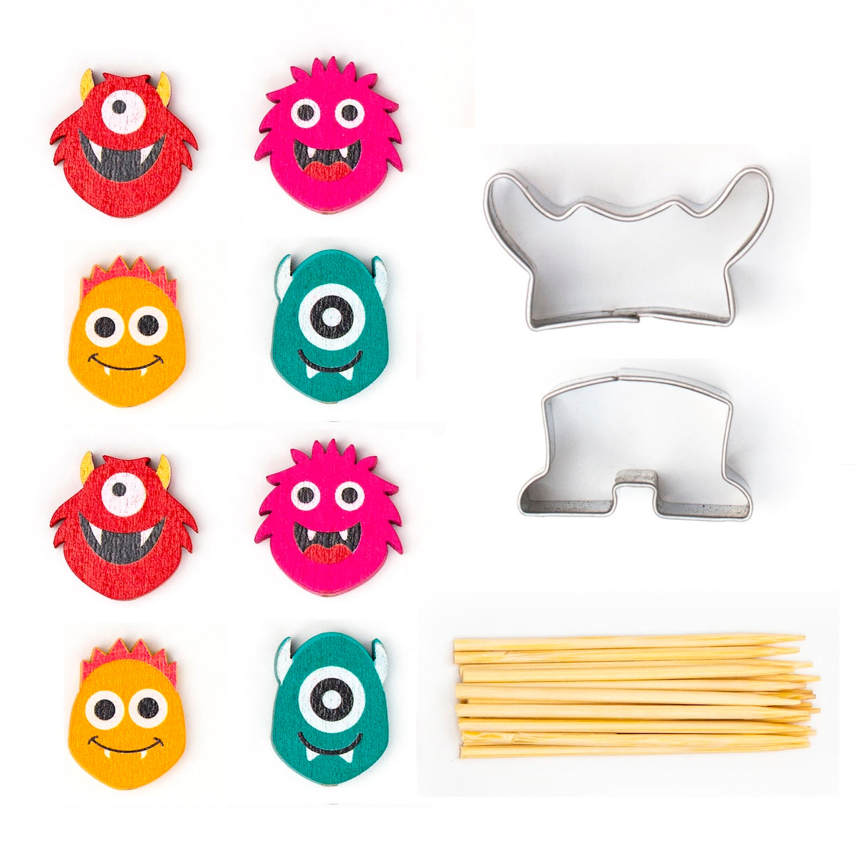 Monster Fruit Picks - Fun Halloween Party Food Picks for Kids, Cupcake Toppers, Fruit Skewers, and Dessert Decorations