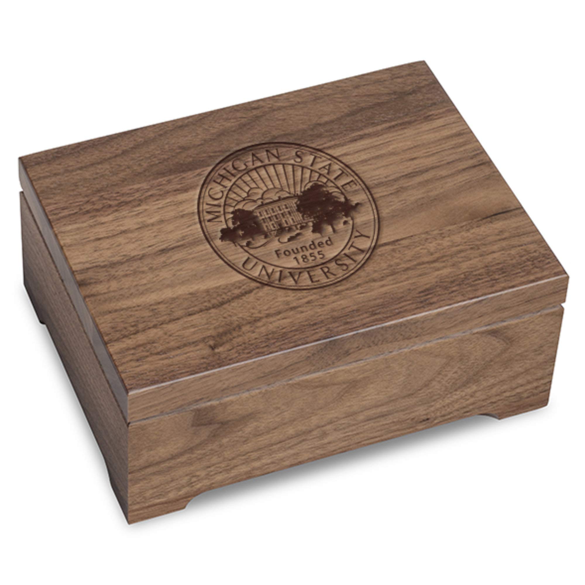 NCAA Themed Walnut Wood Desk Organizer Box - Unisex Adult Office Storage for Pens, Papers & Supplies - Perfect for College Dorm, Home Office & Gift Giving