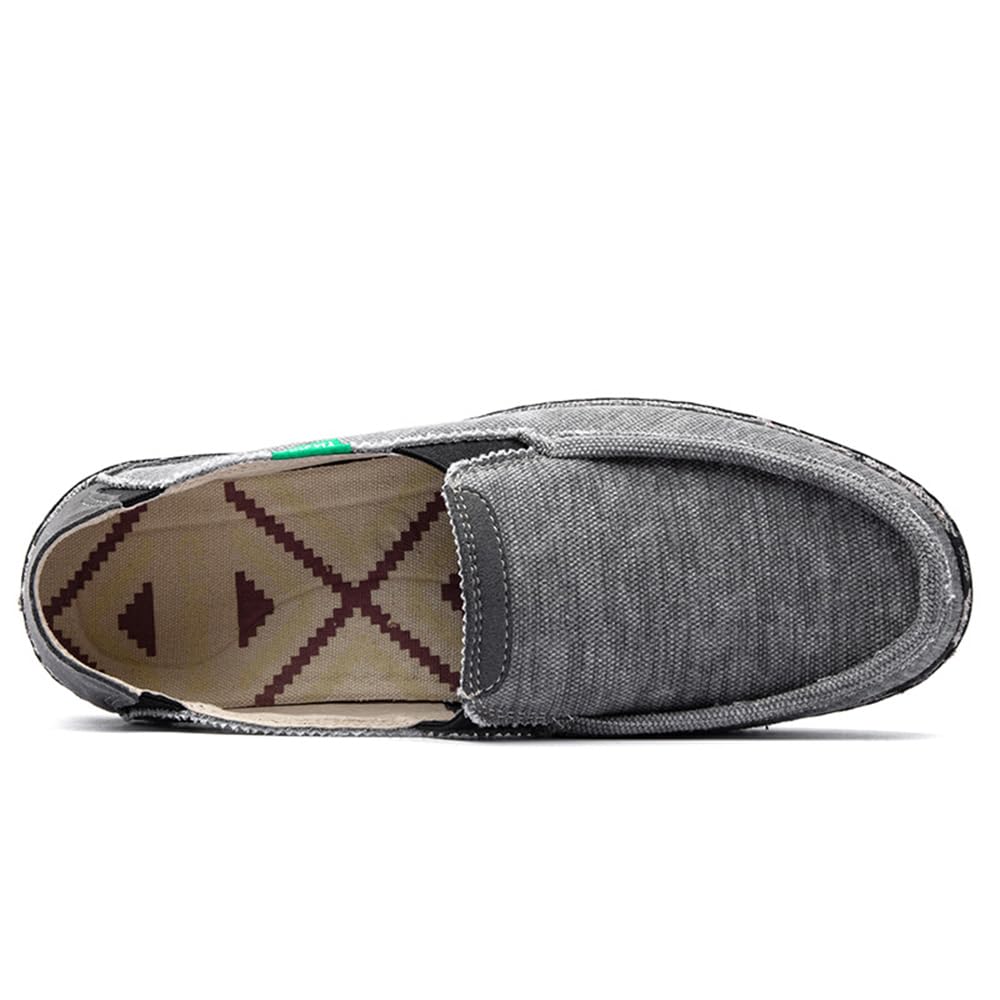 JAMONWU Men's Slip-On Canvas Loafers - Breathable Casual Boat Shoes for Men - Vintage Style Deck Shoes for Walking, Travel & Everyday Wear