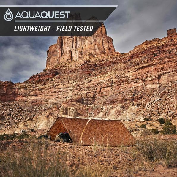 AquaQuest Safari Waterproof Camping Tarp - Ultra Lightweight & Durable Rain Fly Shelter for Hiking, Backpacking, Hammock Camping - Perfect for Outdoor Adventures, Emergency Shelter & All-Weather Protection