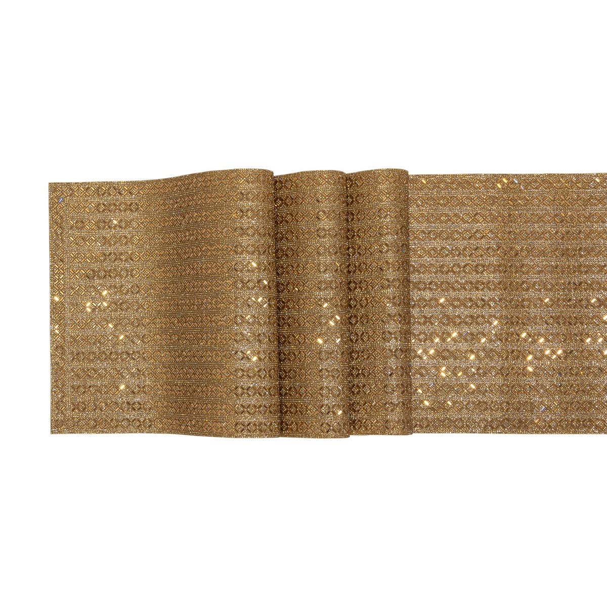 Madison Avenue Gold Table Runner with Glass Rhinestones in Dazzling X Pattern - 108 Inch Formal Dining Table Decor for Weddings, Parties & Special Events | Elegant Table Setting Accessory