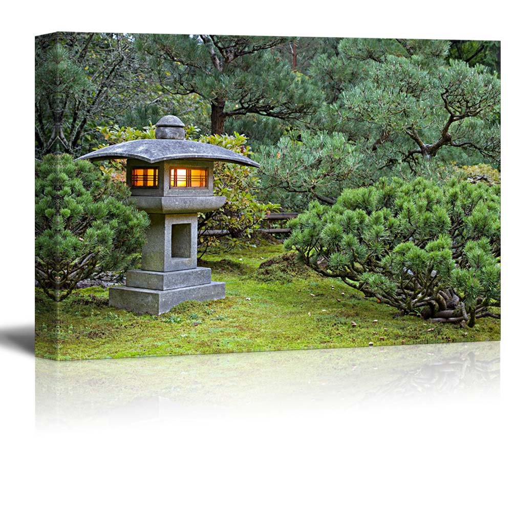 Wall26 - Serene Park Light Post Surrounded by Trees Canvas Wall Art - 32x48 Inches - Perfect for Living Room, Bedroom & Office Decor