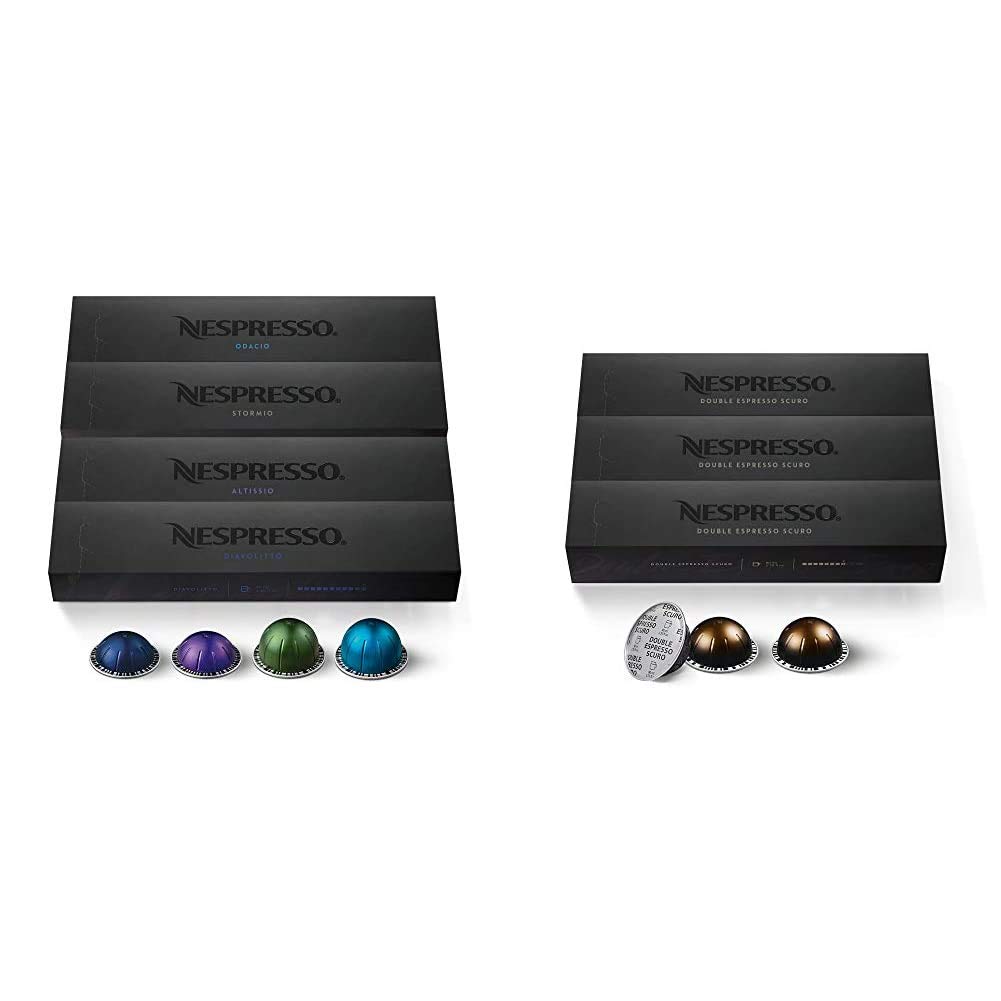 Nespresso VertuoLine Coffee Pods Variety Pack (40 Count) & Double Espresso Scuro (30 Count) - Compatible with Vertuo Machines, Perfect for Home & Office Brewing