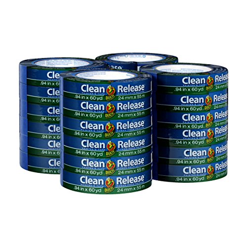 Duck Clean Release Blue Painter's Tape 1-Inch (0.94-Inch x 60-Yard), 24 Rolls, 1440 Total Yards - Low-Residue Adhesive for Delicate Surfaces, Perfect for Home Painting Projects, DIY Crafts, and Wall Decorations