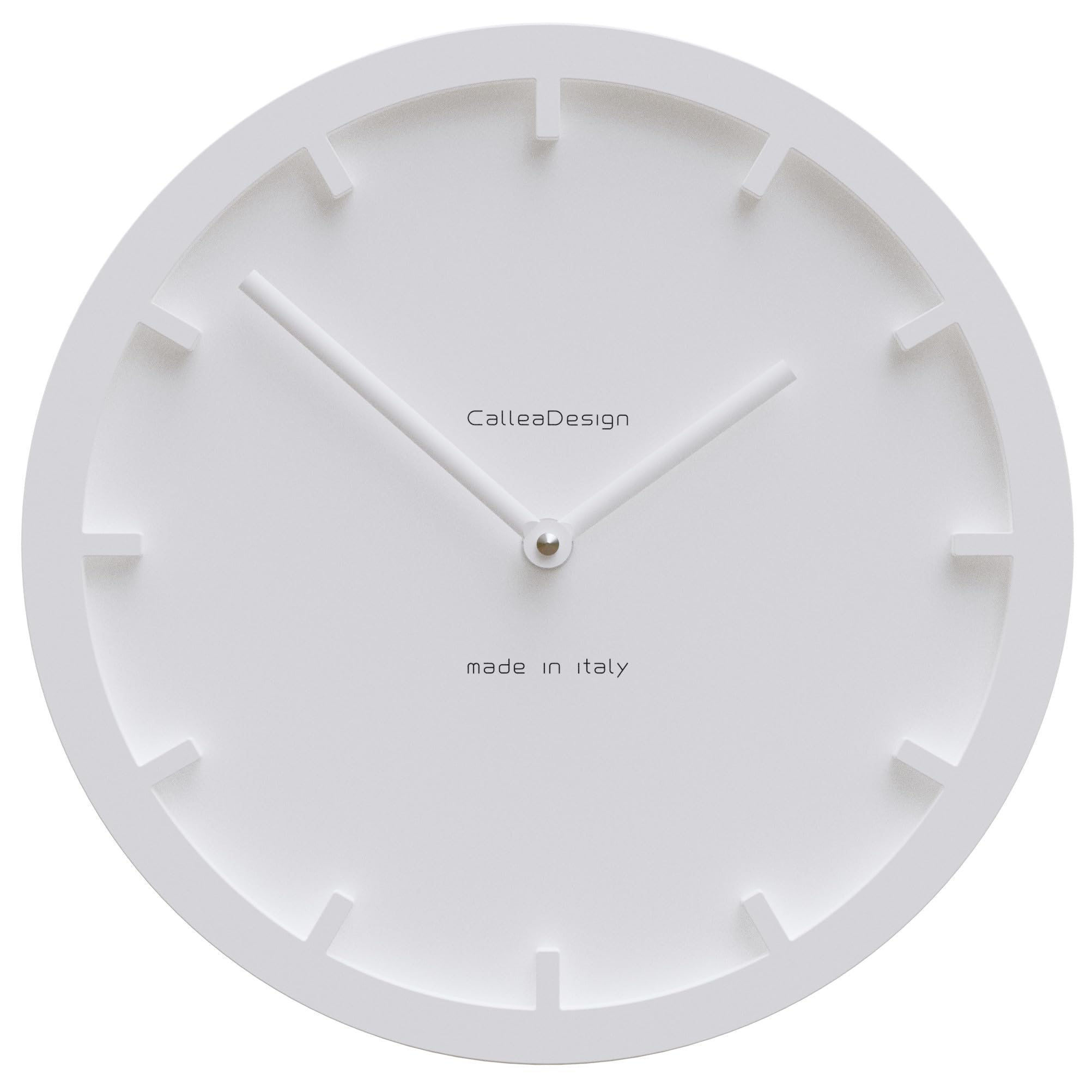 CalleaDesign 26cm Modern Minimalist Wall Clock - White (Miny Model) - Perfect for Home Office, Kitchen or Bedroom on Dark Walls - Stylish Home Decor & Gift Idea