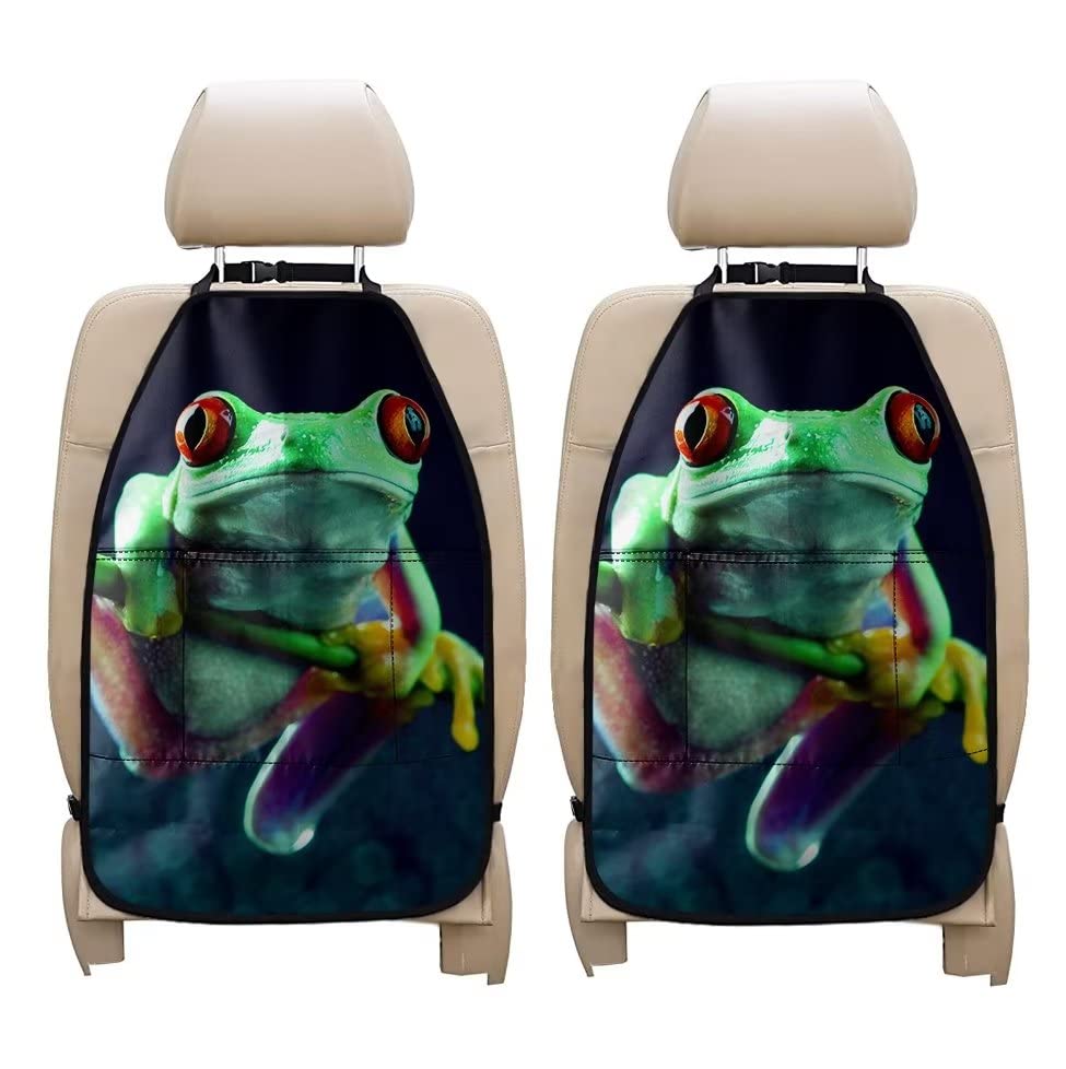 **Forchrinse Cute Frog Car Backseat Organizer - Truck Back Seat Storage with Mesh Pockets for Drinks, Napkins & Snacks - Kick Mat Backseat Protector for Kids & Pets - Perfect for Road Trips & Family Travel**