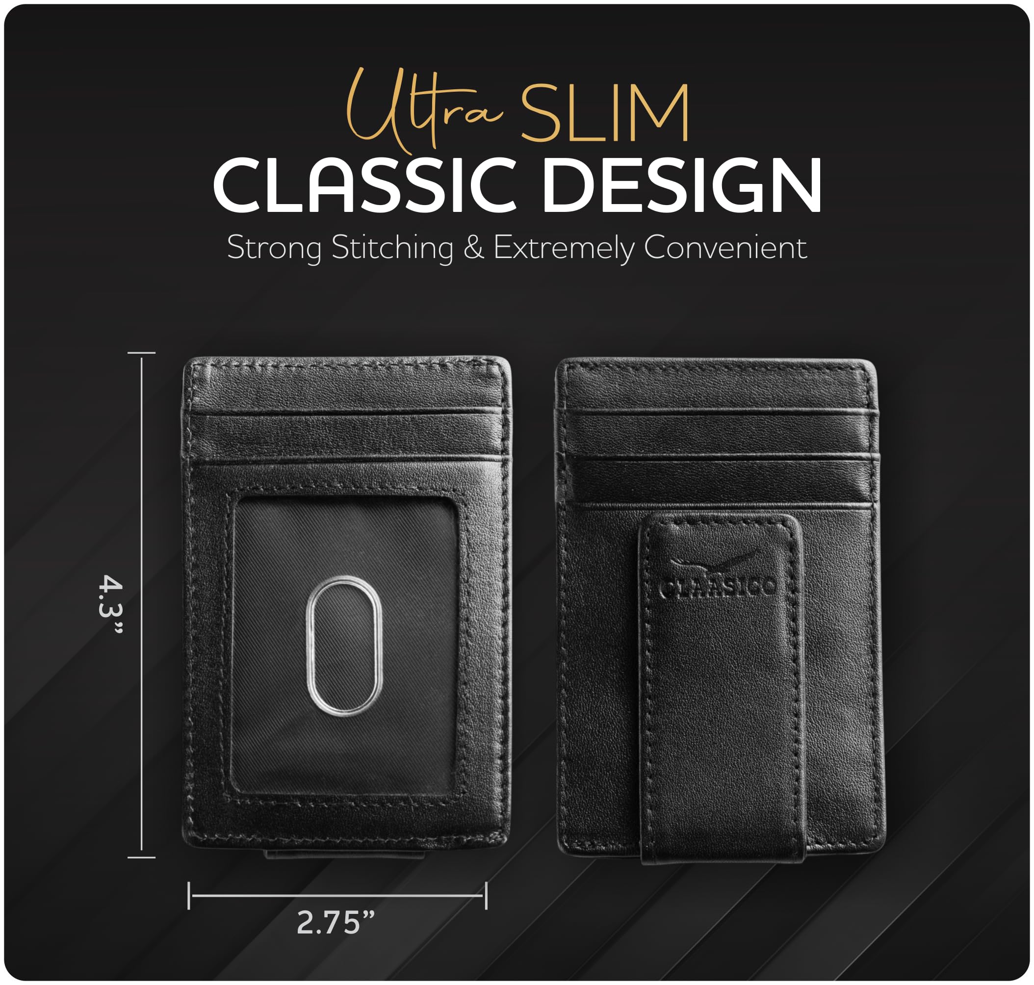 Slim RFID Blocking Leather Money Clip Wallet for Men - Super Strong Magnetic Front Pocket Wallet for Cash & Cards | Perfect for Travel, Business & Everyday Use
