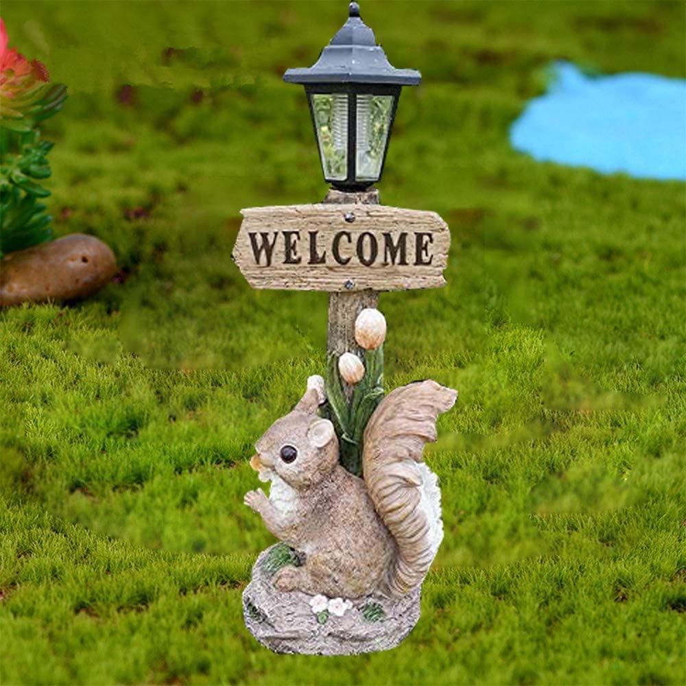 Solar Powered LED Squirrel Garden Lights - Waterproof Outdoor Pathway Lighting for Walkway, Yard, Lawn Decoration - 20.5 Inch Tall Decorative Lights for Patio, Garden, Driveway & Landscape Illumination