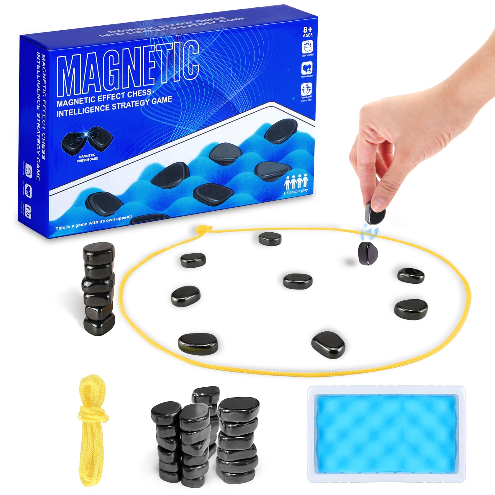 Magnetic Chess Game Set with Stones - Portable Travel & Family Strategy Board Game for Kids & Adults - Perfect for Parties, Gifts (Valentine's Day, Easter) - Educational Puzzle for Home, Office & Outdoor Play
