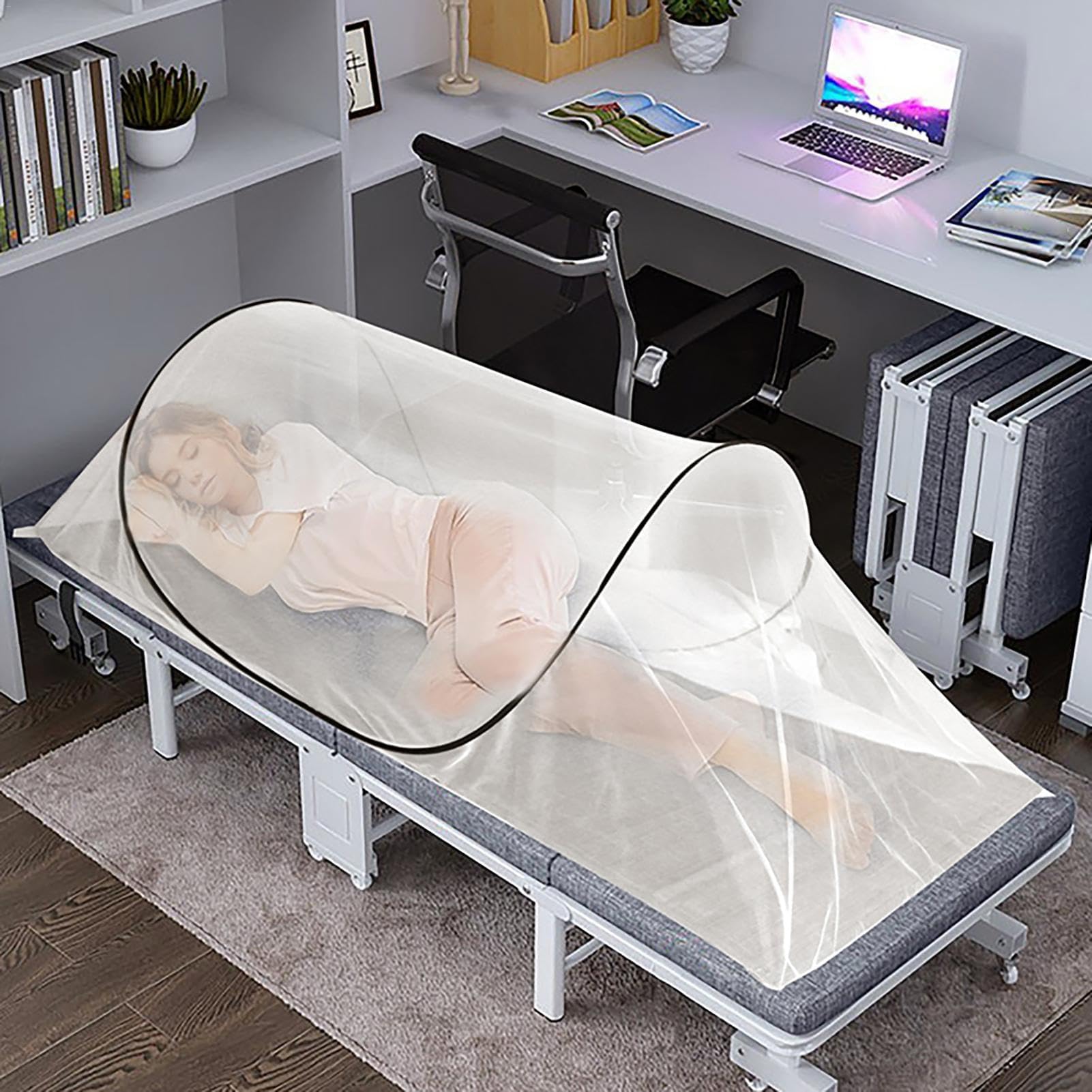 Adjustable Mosquito Net for Single Bed - Portable Pop Up Mosquito Bed Canopy with Anti-Mosquito Protection - Foldable Travel Mosquito Tent for Camping, Indoor & Outdoor Use - Perfect for Home, Travel, and Outdoor Adventures