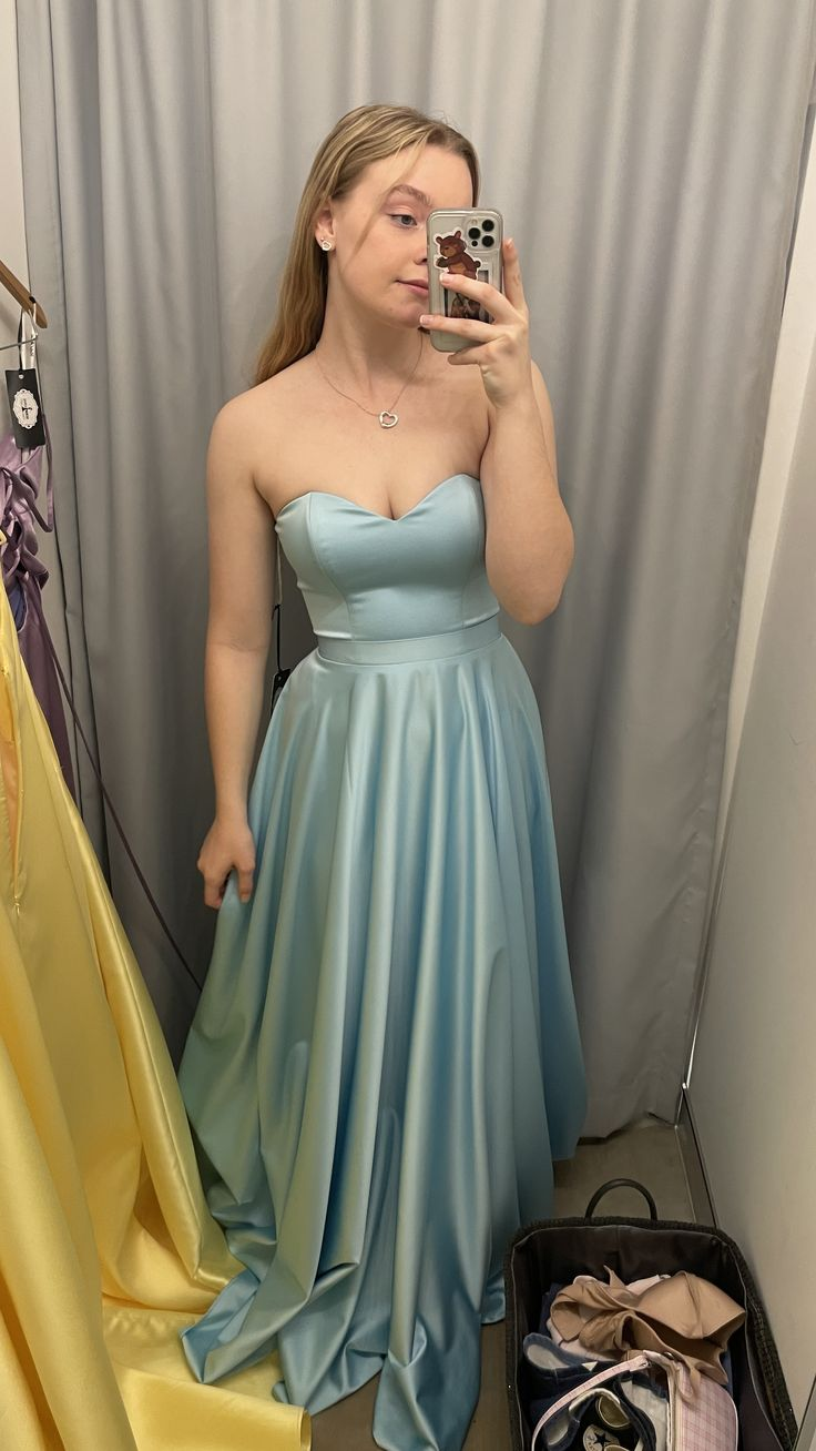 Elegant A-Line Blue Prom Dress - Satin Formal Evening Gown for Women J6628 | Perfect for Homecoming, Ballroom Dance & Special Occasions