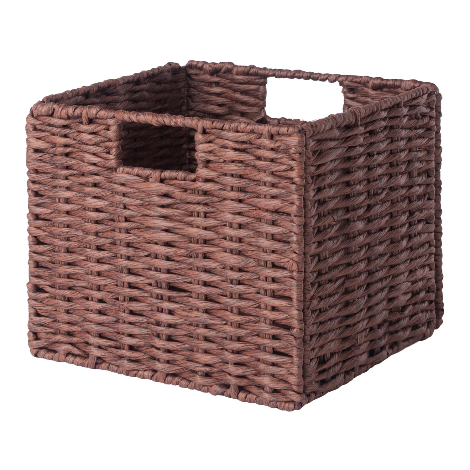 Set of 3 Walnut Brown Foldable Woven Rope Baskets 21.25