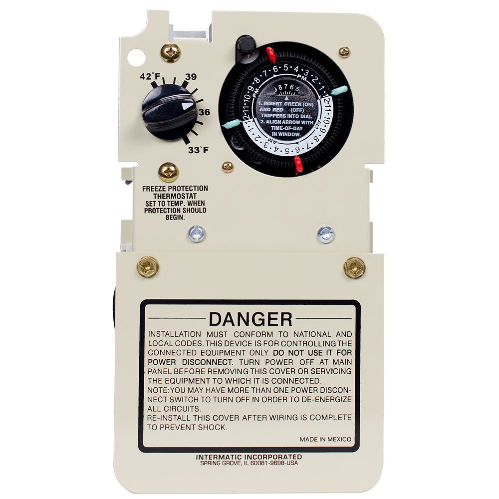 Intermatic PF1103MT 1.5/3HP Mechanical Timer with Thermostat - Pool Pump Control, Water Feature Automation, Irrigation System Timer