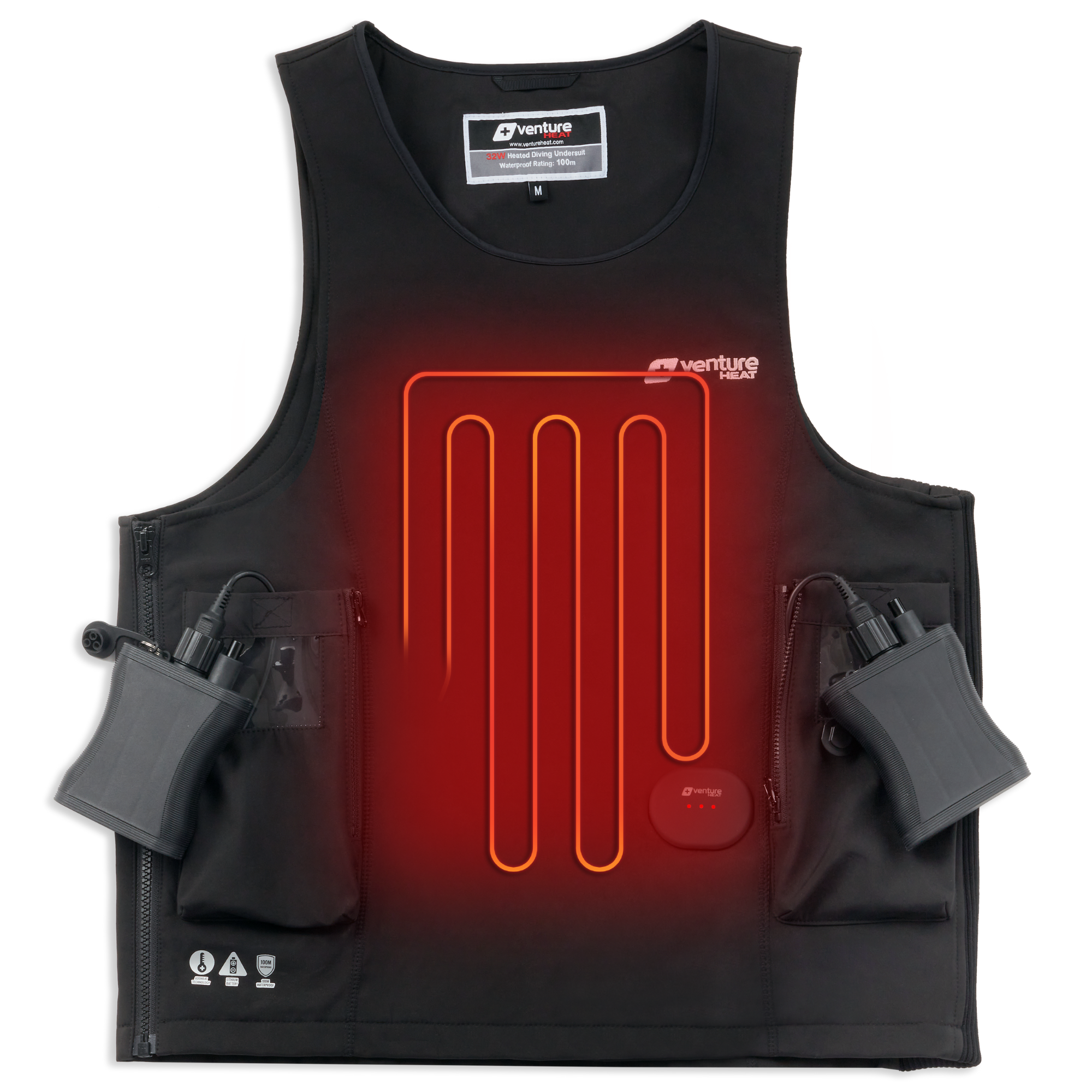 Venture Heat Pro Heated Dive Vest for Scuba Diving - Electric Thermal Underwater Wetsuit Jacket - Keep Warm in Cold Water Diving & Snorkeling