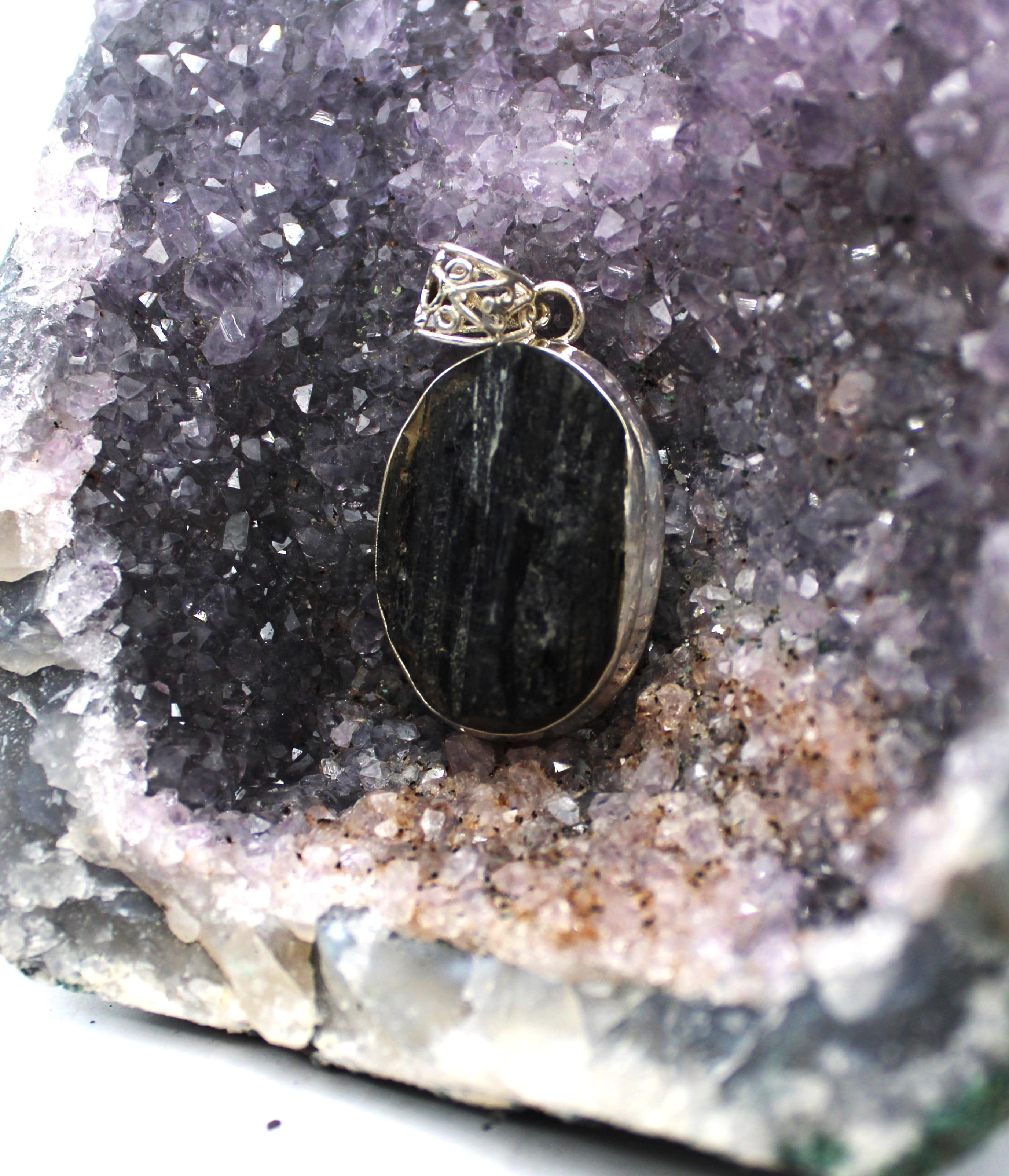 Black Tourmaline Pendant Necklace in 925 Sterling Silver - Protection Crystal Jewelry for Women, Men | Perfect for Meditation, Energy Healing & Everyday Wear
