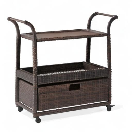 Christopher Knight Home Corona Outdoor Wicker Bar Table Cart - Multibrown Patio Furniture for Poolside, Garden, or Backyard Entertaining