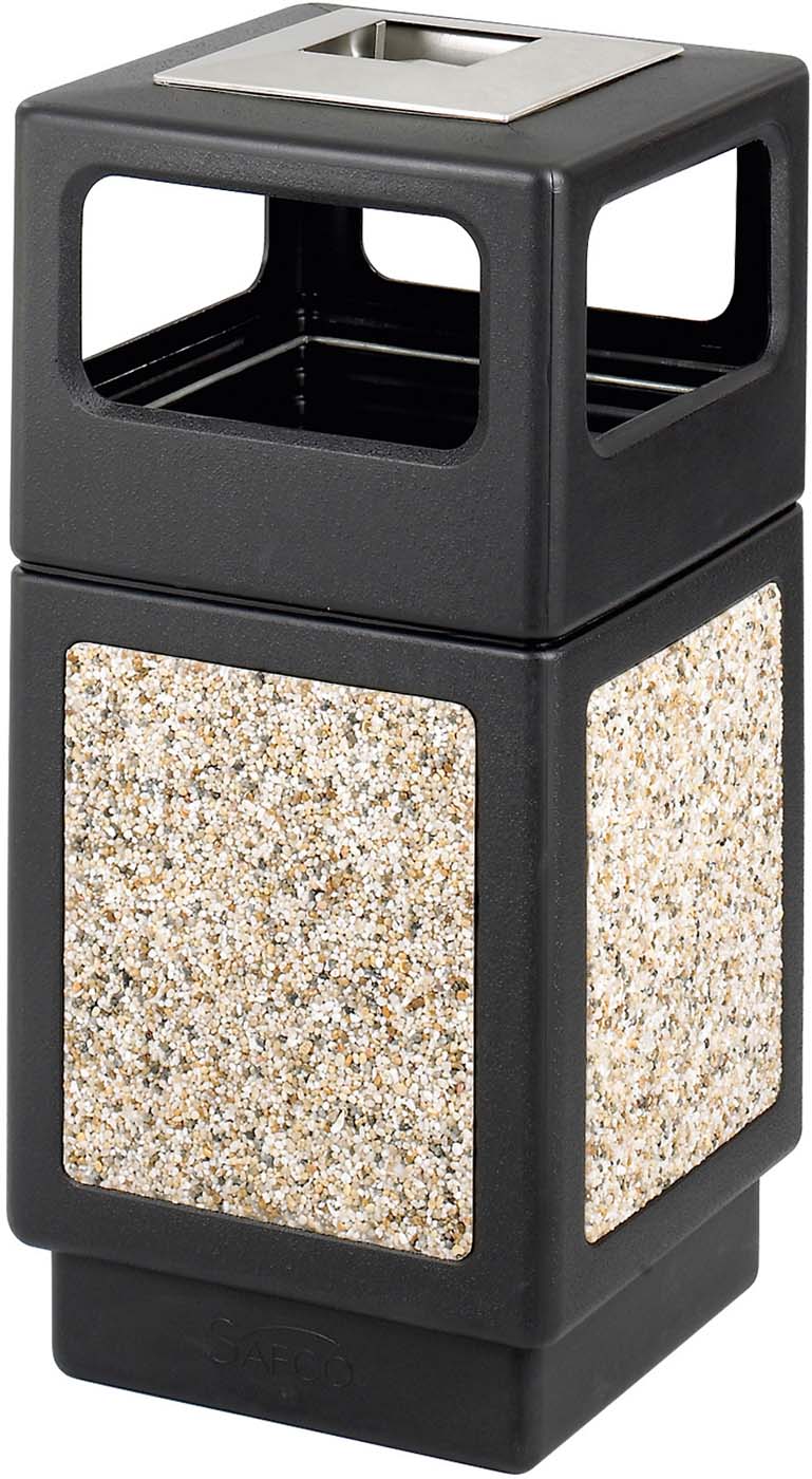 38 Gallon Indoor Outdoor Trash Can with Aggregate Panel - Durable Ash Urn for Patio, Garden & Home Waste Management [Model 9473]