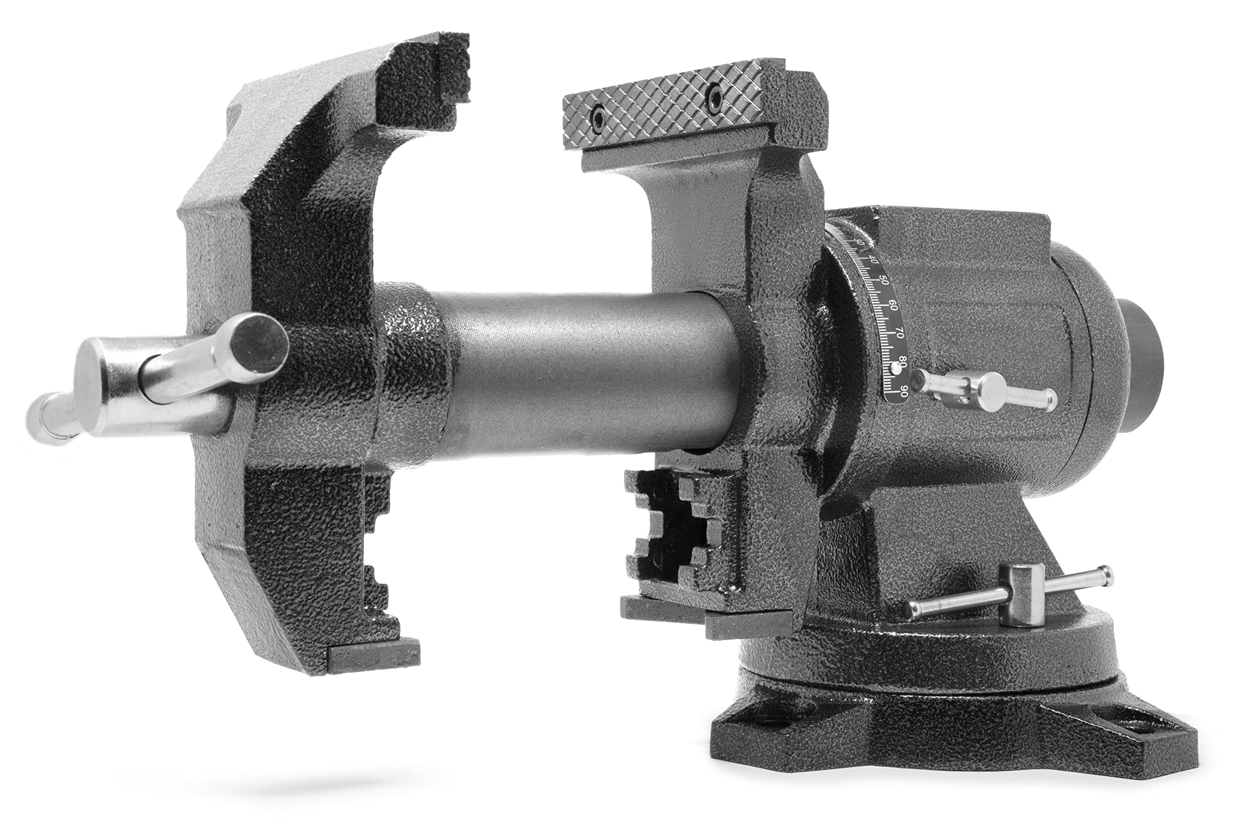 WEN MPV502 5-Inch Heavy-Duty Cast Iron Bench Vise with 360° Swivel Base - Perfect for Woodworking, Metalworking & DIY Projects