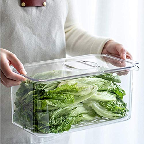 Slideep Refrigerator Food Storage Containers - Airtight Stackable Produce Saver with Lids & Removable Drain Tray, BPA-Free Freezer Bins for Fresh Lettuce, Salad, Fruits & Vegetables - Perfect for Kitchen, Meal Prep & Fridge Organization