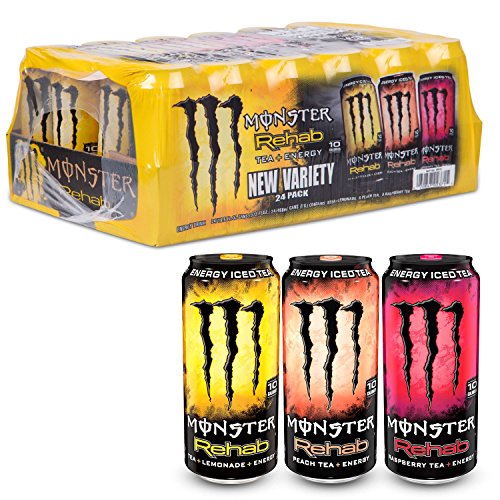 Monster Rehab Tea & Energy Drink Variety Pack - 24 Cans (15.5 Fl Oz Each) | Low Calorie Electrolyte Boost for Workouts, Hiking & Active Lifestyles